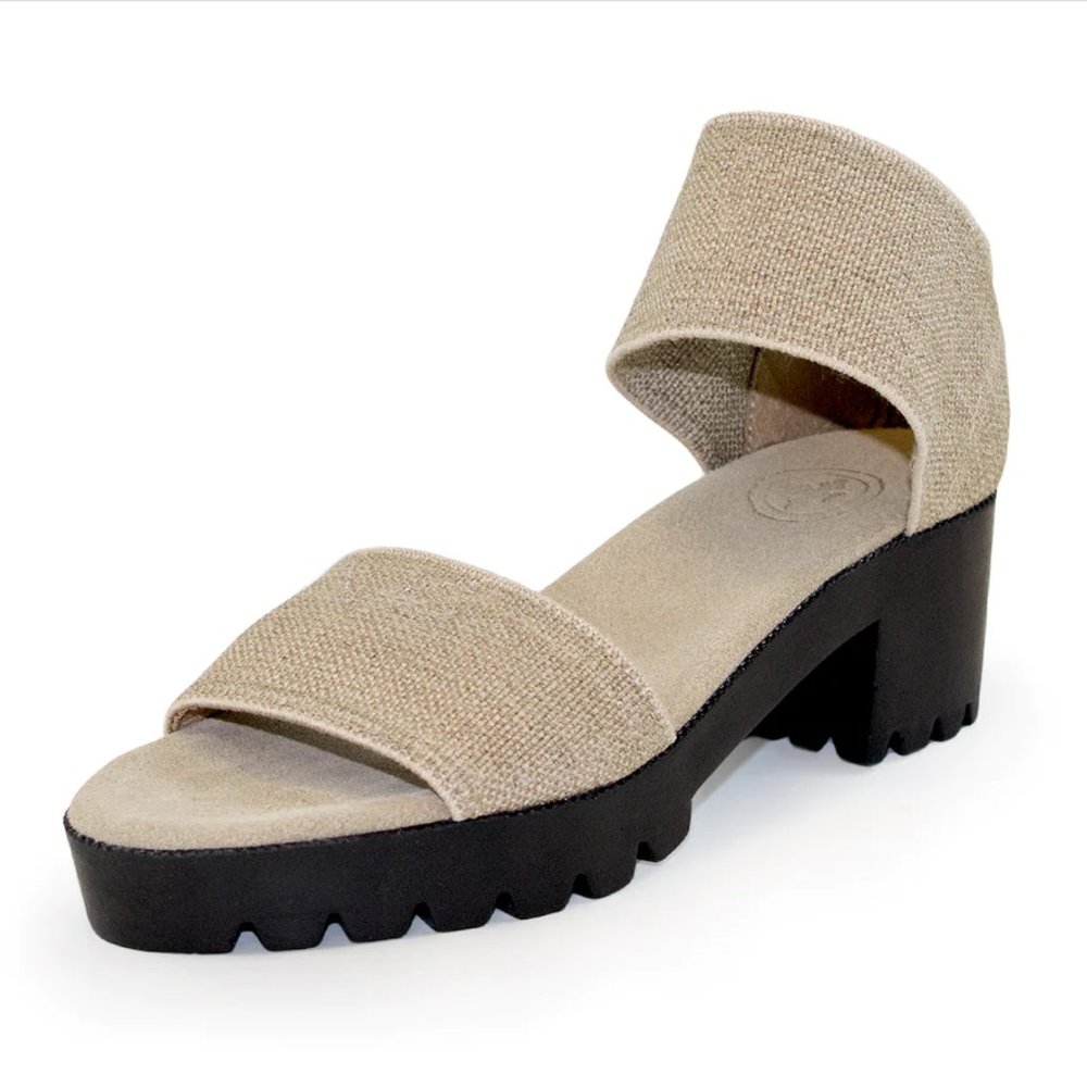 Monterey Heeled Platform Sandal (Linen Color)
